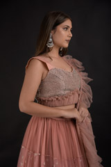 Net Rose Peach Lehenga Set_DTR1366 2